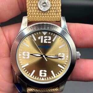 Wrangler WRW1804 5B1 Men's Quartz Watch Tan Dial Canvas Strap NIBWT